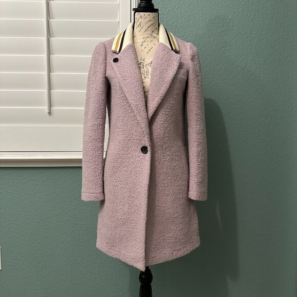 NWOT Scotch & Soda Lilac Pink Wool Blended Double Breasted Coat Size XS - Picture 1 of 12
